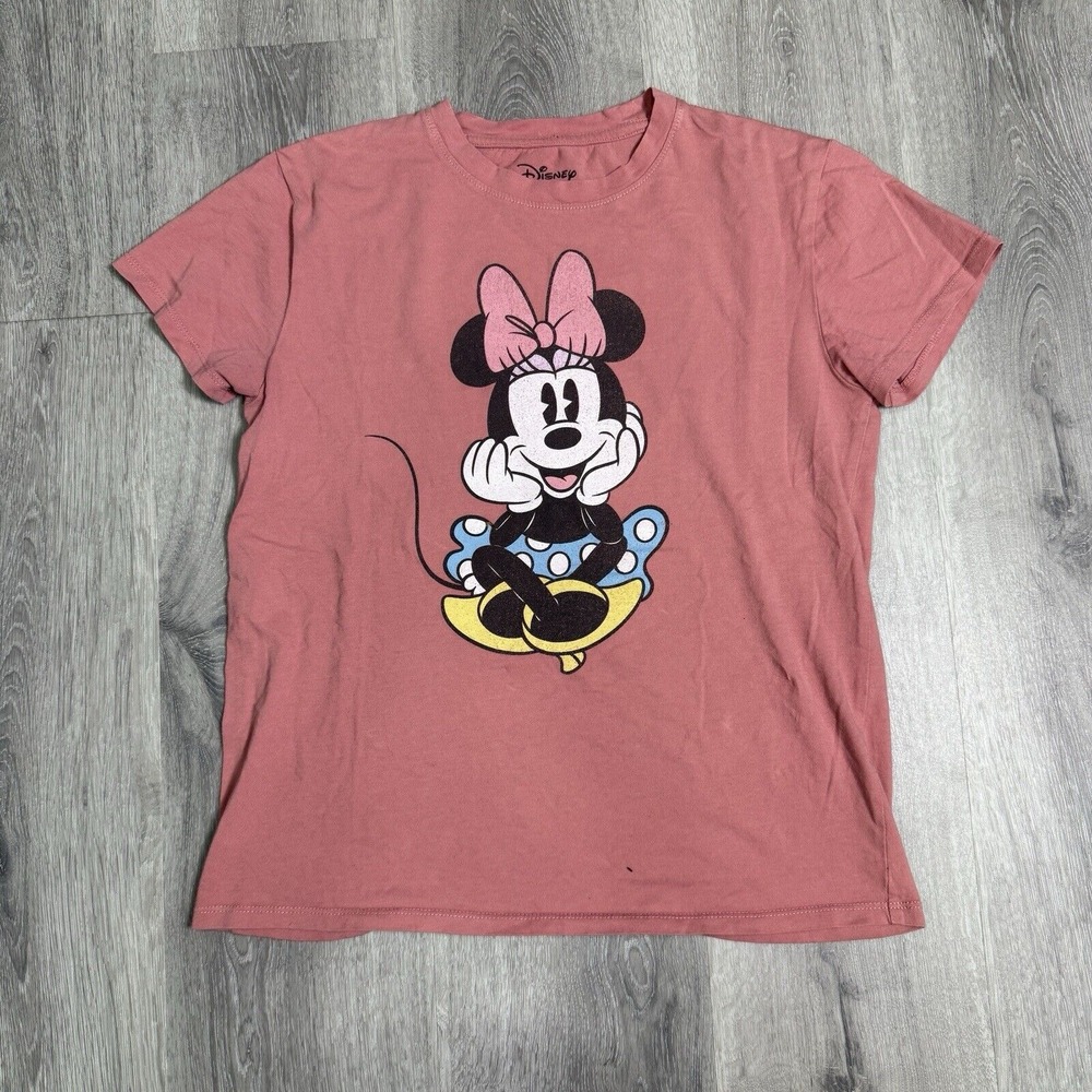 Disney Minnie Mouse T-Shirt XS‎ Pink Graphic 100% Cotton Women's Tee